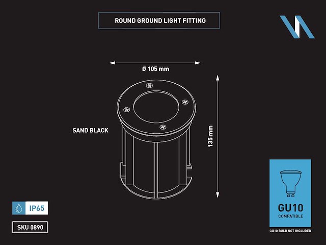 Grondspot gu10 fitting rond (12x) - afbeelding 6 van  6