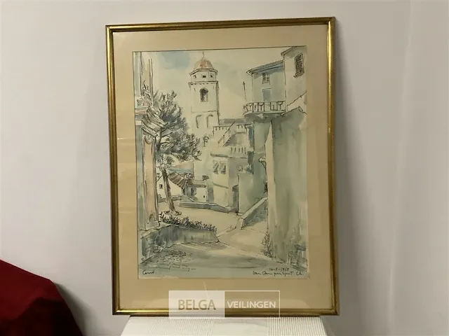 Groot aquarel clement van campenhout - afbeelding 1 van  6