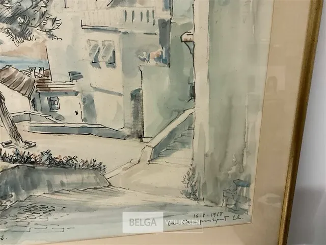 Groot aquarel clement van campenhout - afbeelding 4 van  6