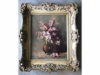 Groot bloemen olieverfschilderij. nederlandsche school. gesigneerd. - afbeelding 5 van  18