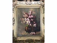 Groot bloemen olieverfschilderij. nederlandsche school. gesigneerd. - afbeelding 8 van  18