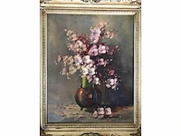 Groot bloemen olieverfschilderij. nederlandsche school. gesigneerd. - afbeelding 9 van  18