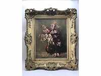 Groot bloemen olieverfschilderij. nederlandsche school. gesigneerd. - afbeelding 1 van  18