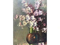 Groot bloemen olieverfschilderij. nederlandsche school. gesigneerd. - afbeelding 14 van  18