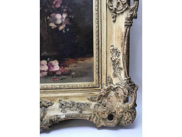 Groot bloemen olieverfschilderij. nederlandsche school. gesigneerd. - afbeelding 15 van  18