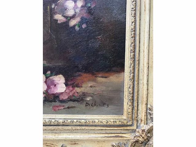 Groot bloemen olieverfschilderij. nederlandsche school. gesigneerd. - afbeelding 16 van  18