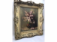 Groot bloemen olieverfschilderij. nederlandsche school. gesigneerd. - afbeelding 17 van  18