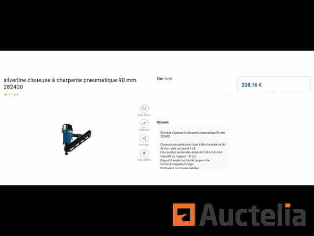 Groot pneumatisch frame spijkermachine 90 mm silverline - afbeelding 3 van  4