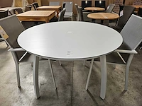 Grosfillex alu tuintafel sunset wit mat dia 130cm met hpl blad wit - afbeelding 2 van  5