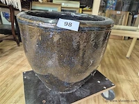 Grote blauwglazuur bloempot h 45 ø 50cm - afbeelding 3 van  3