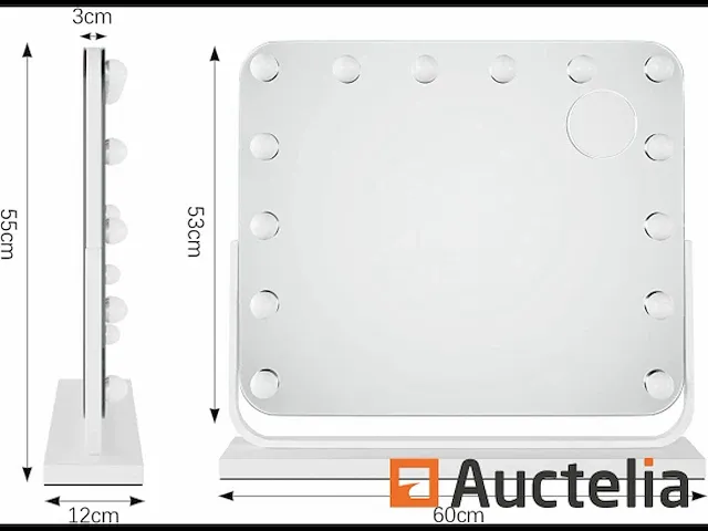 Grote make-upspiegel hollywood 60 × 53 cm - afbeelding 5 van  7