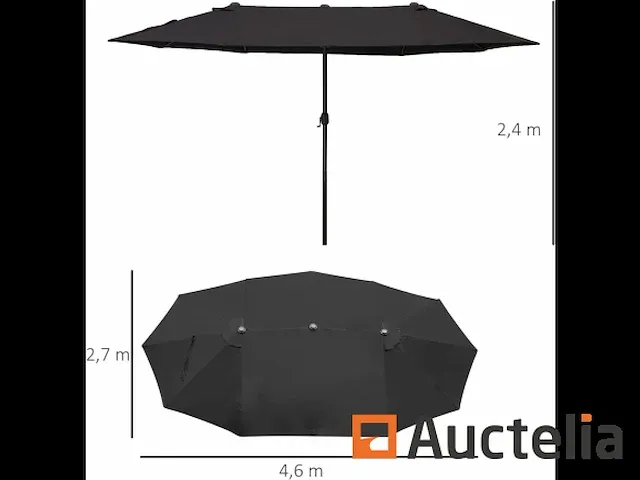 Grote parasol dubbele parasol 4,6x2,7m tuinparasol - afbeelding 4 van  9