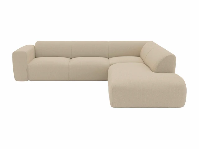 Grote rechter hoekbank - beige geribbelde stof - maison céphy - afbeelding 2 van  6