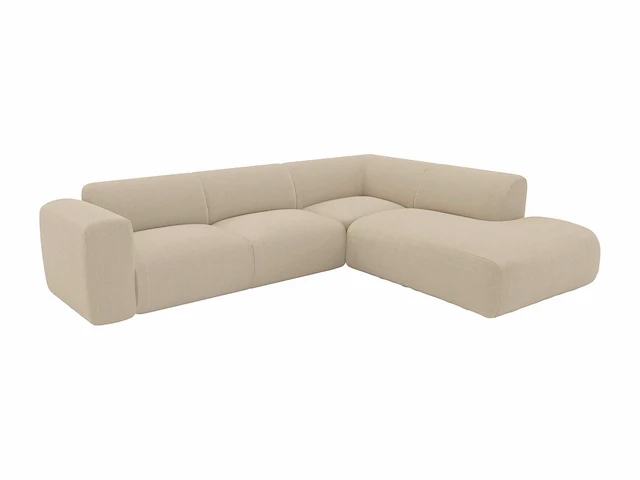 Grote rechter hoekbank - beige geribbelde stof - maison céphy - afbeelding 3 van  6