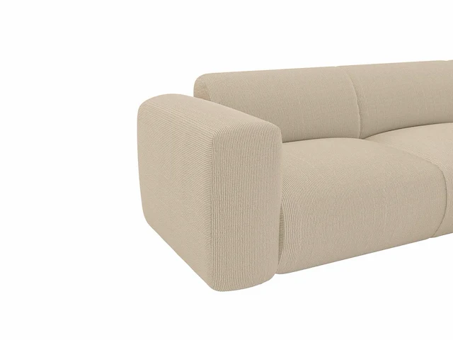 Grote rechter hoekbank - beige geribbelde stof - maison céphy - afbeelding 4 van  6