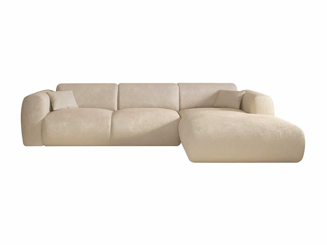 Grote rechter hoekbank - beige geribbelde stof - maison céphy - afbeelding 2 van  6