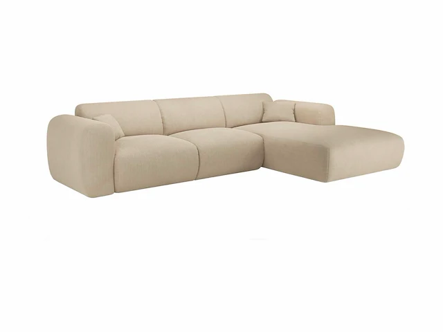Grote rechter hoekbank - beige geribbelde stof - maison céphy - afbeelding 3 van  6