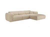 Grote rechter hoekbank - beige geribbelde stof - maison céphy - afbeelding 3 van  6