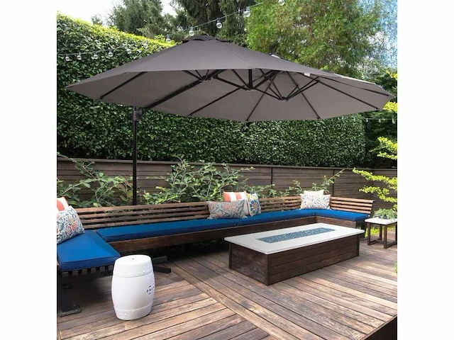 Grote zweefparasol kantelbaar staal polyester - afbeelding 1 van  7
