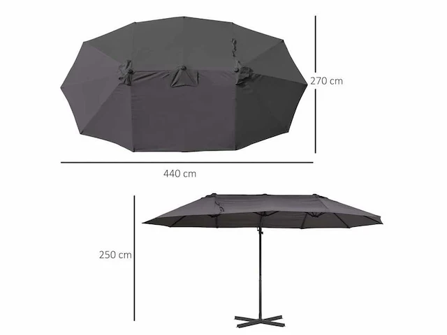 Grote zweefparasol kantelbaar staal polyester - afbeelding 2 van  7