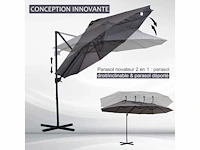 Grote zweefparasol kantelbaar staal polyester - afbeelding 4 van  7