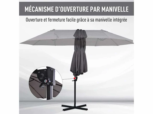 Grote zweefparasol kantelbaar staal polyester - afbeelding 6 van  7