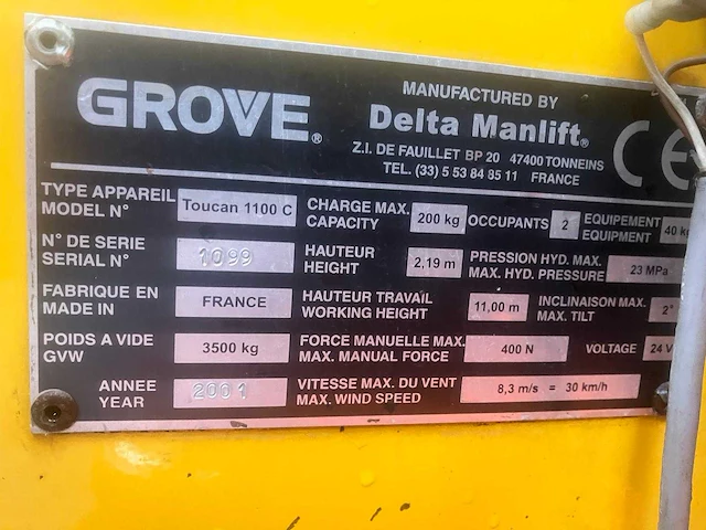 Grove toucan 1100 c hoogwerker 2001 - afbeelding 32 van  38