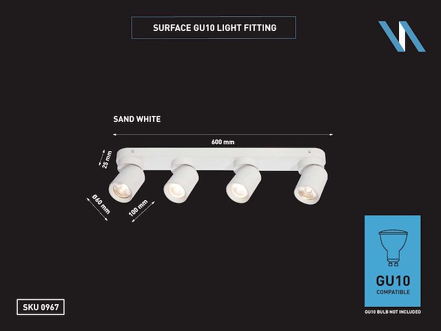 Gu10 opbouwspot armatuur 4 kop draaibaar (4x) - afbeelding 5 van  5