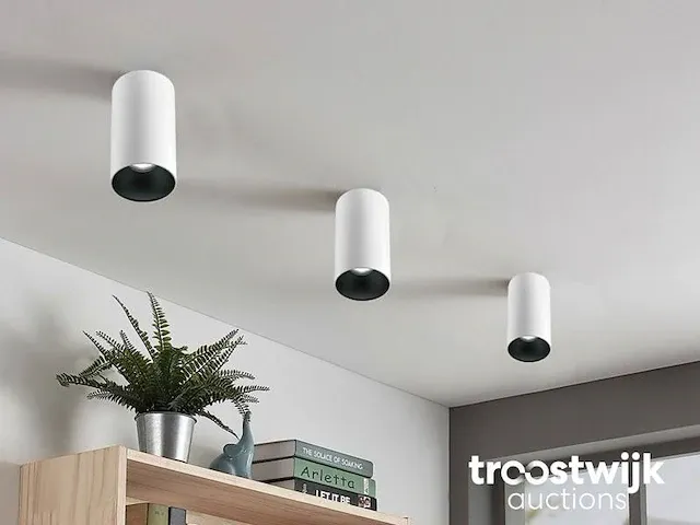Gu10 opbouwspot armatuur cilinder zand wit en zwart - afbeelding 3 van  4
