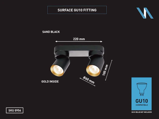 Gu10 opbouwspot armatuur duo draaibaar (8x) - afbeelding 5 van  6