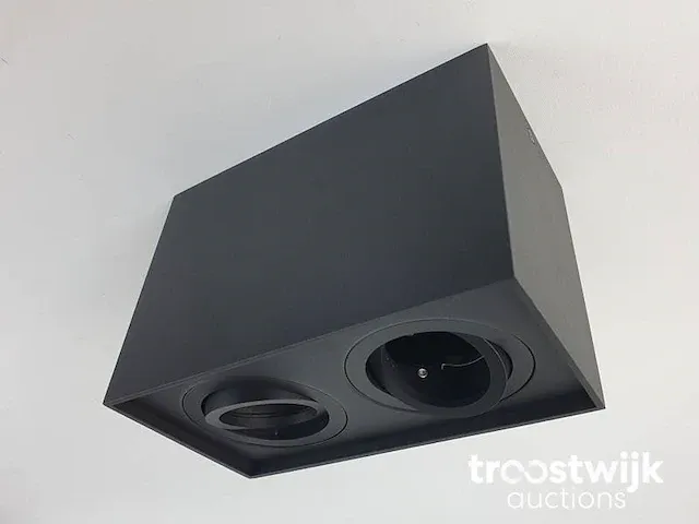 Gu10 opbouwspot armatuur rechthoekig dual fittingen zand zwart kantelbaar - afbeelding 3 van  7