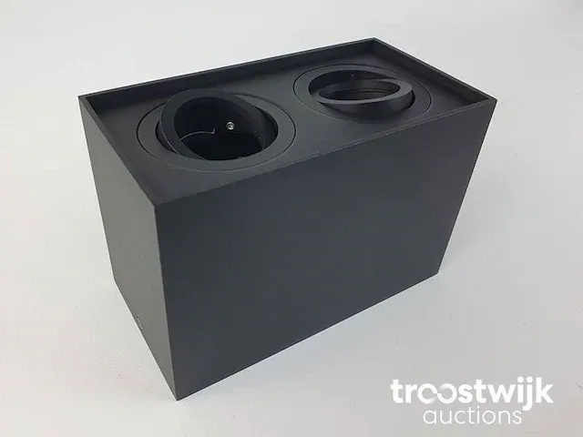 Gu10 opbouwspot armatuur rechthoekig dual fittingen zand zwart kantelbaar - afbeelding 4 van  7