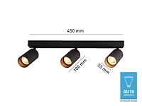 Gu10 opbouwspot armatuur triple draaibaar (4x) - afbeelding 3 van  3