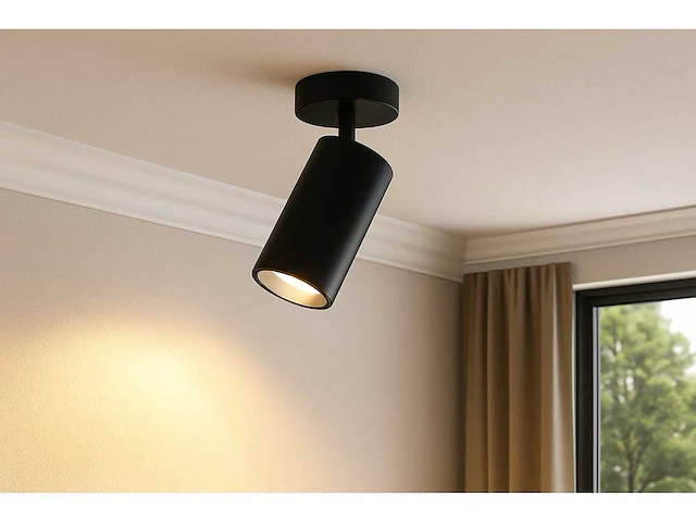 Gu10 plafondarmatuur - opbouwlamp met draaibare spots – zwart (10x) - afbeelding 1 van  5