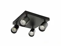 Gu10 vierkant opbouwspot armatuur 4 cilinders zand zwart draaibaar