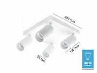 Gu10 vierkant opbouwspot armatuur 4 kop draaibaar (6x) - afbeelding 4 van  4