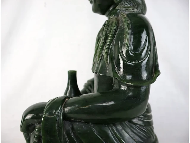 Guan yin beeld groene jade - afbeelding 5 van  16