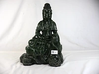 Guan yin beeld groene jade - afbeelding 1 van  16
