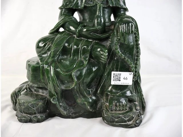 Guan yin beeld groene jade - afbeelding 10 van  16