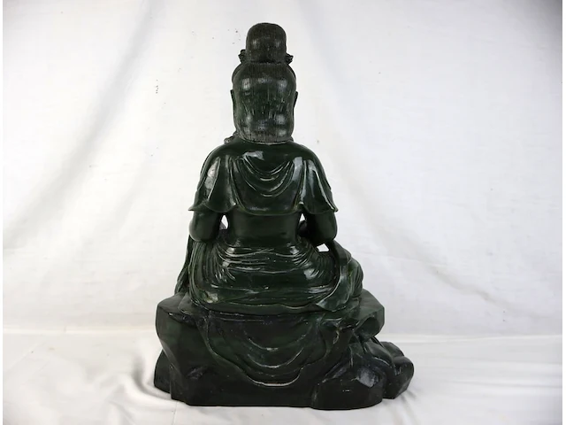 Guan yin beeld groene jade - afbeelding 12 van  16