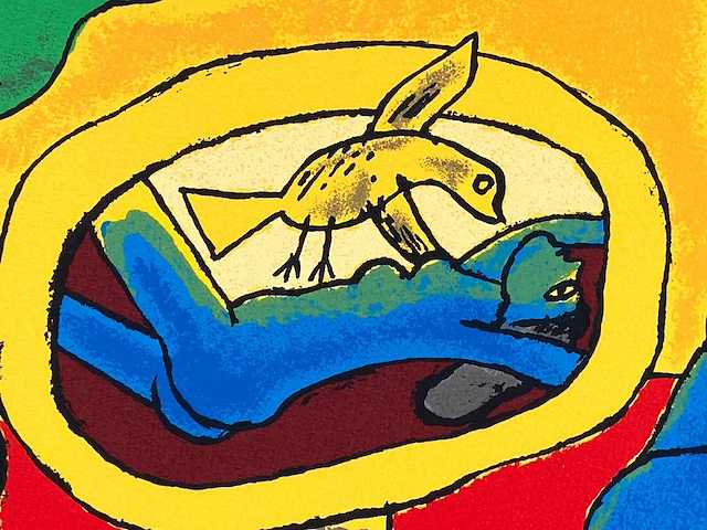 Guillaume corneille - femme et chat en liberté - zeefdruk - afbeelding 6 van  7