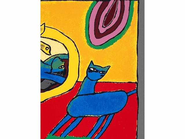 Guillaume corneille - femme et chat en liberté - zeefdruk - afbeelding 7 van  7