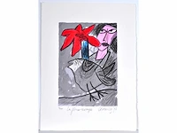 Guillaume corneille - la fleur rouge - zeefdruk - nr. 1/200 - afbeelding 2 van  4