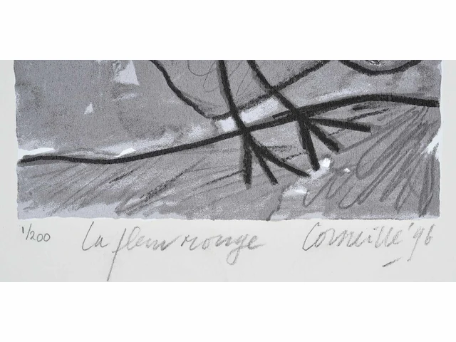 Guillaume corneille - la fleur rouge - zeefdruk - nr. 1/200 - afbeelding 3 van  4