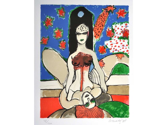 Guillaume corneille - la nuit étoilée - kleurenlithografie - afbeelding 1 van  6