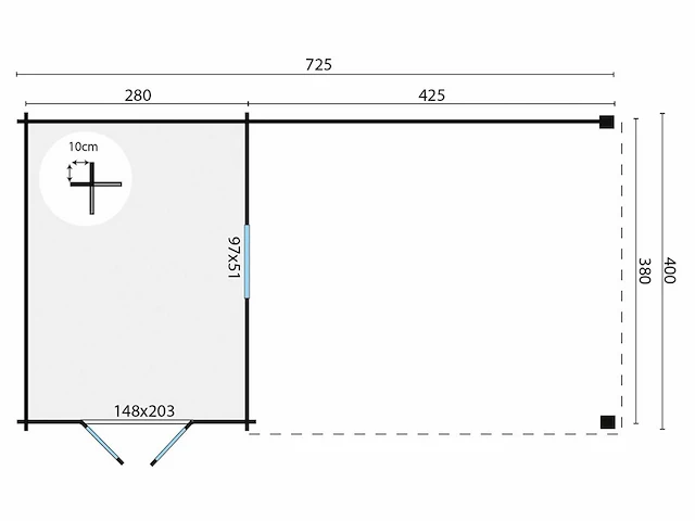 Gunnar - tuinhuis 44mm 7250x4000x2360mm onbehandeld - afbeelding 2 van  5