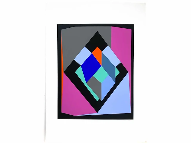 Guy vandenbranden - geometrisch abstracte copmpositie - zeefdruk - afbeelding 2 van  6