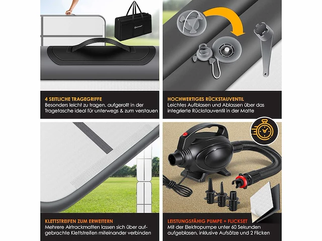 Gymmat 4m airtrack opblaasbare fitnessmat|yogamat, tuimelmat, trainingsmat, sportmat - afbeelding 3 van  8