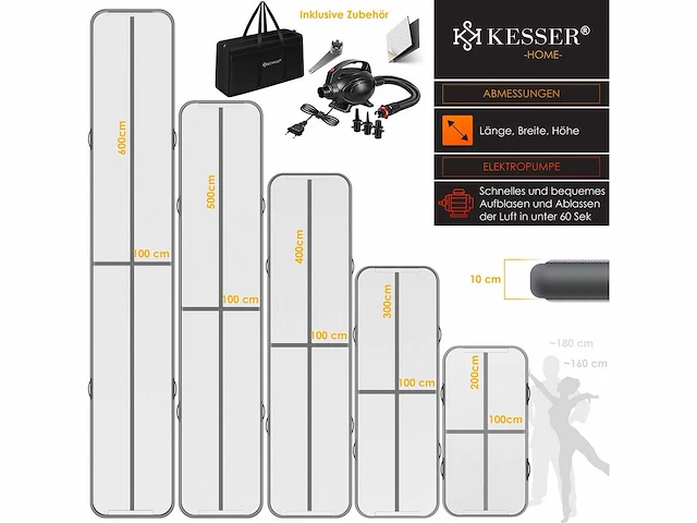 Gymmat 4m airtrack opblaasbare fitnessmat|yogamat, tuimelmat, trainingsmat, sportmat - afbeelding 7 van  8