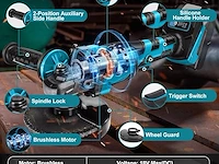Haakse slijper compatibel makita 18v batterij - afbeelding 3 van  3